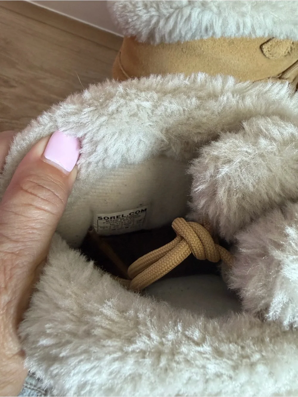 Sorel Tan Suede Winter Boots with Cream Faux-Fur Cuff